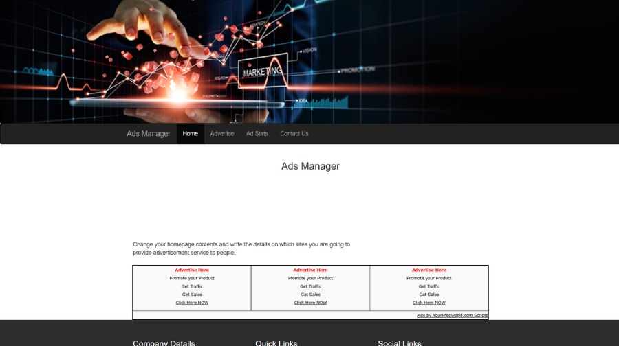 Ads Manager Script dashboard