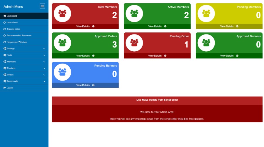 AI Template Store Script admin dashboard