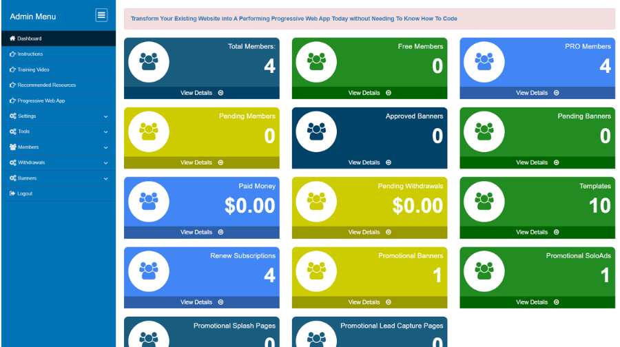 Autoresponder Hosting Script admin dashboard