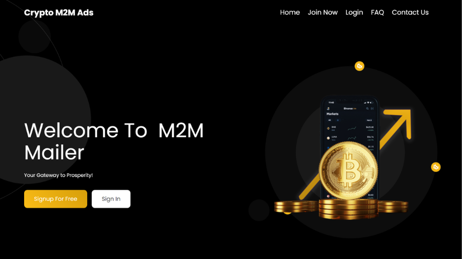 Crypto M2M Ads Script dashboard