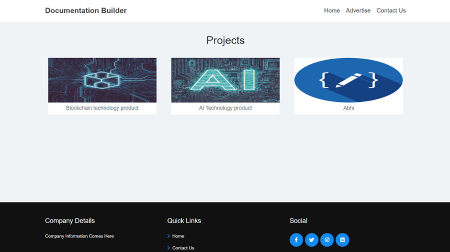 Documentation Builder Script dashboard