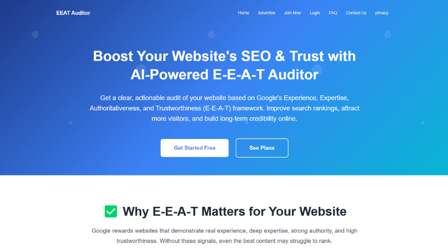 EEAT Website Auditor Script dashboard