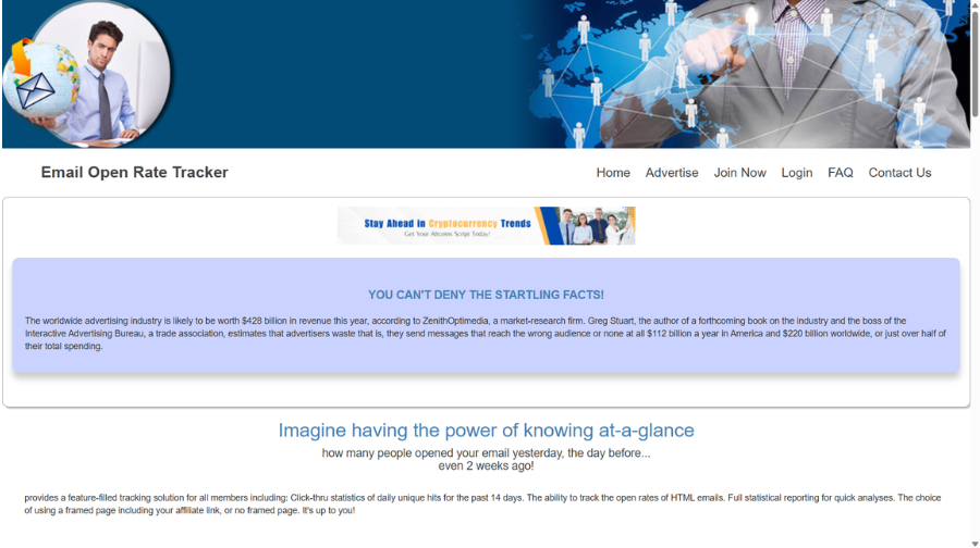 Email Open Rate Tracker with Link Cloaker dashboard