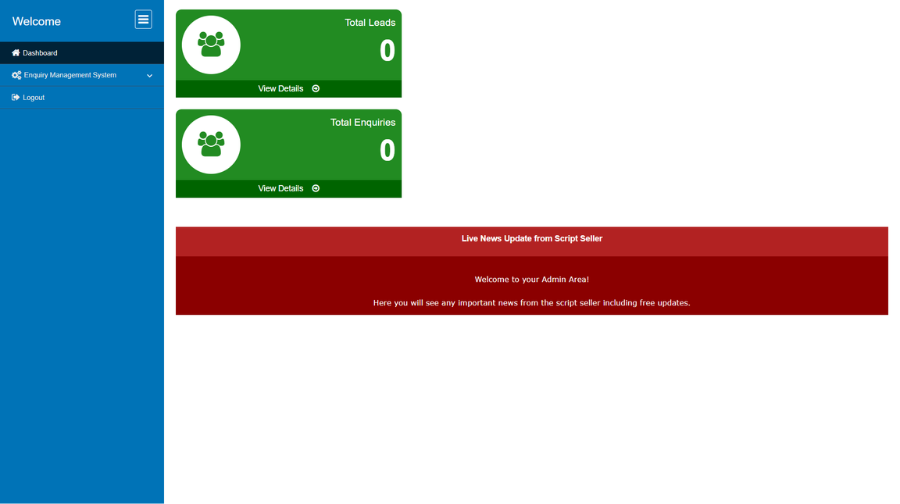 Enquiry Management Script dashboard