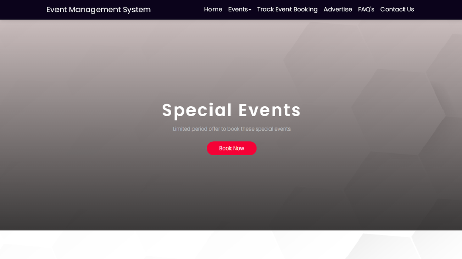 Event Management System dashboard