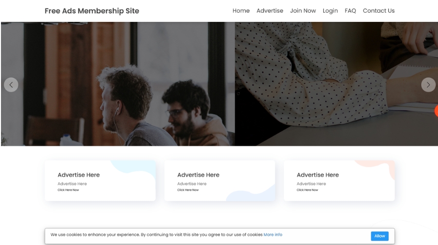 Free Ads Membership Site Script dashboard