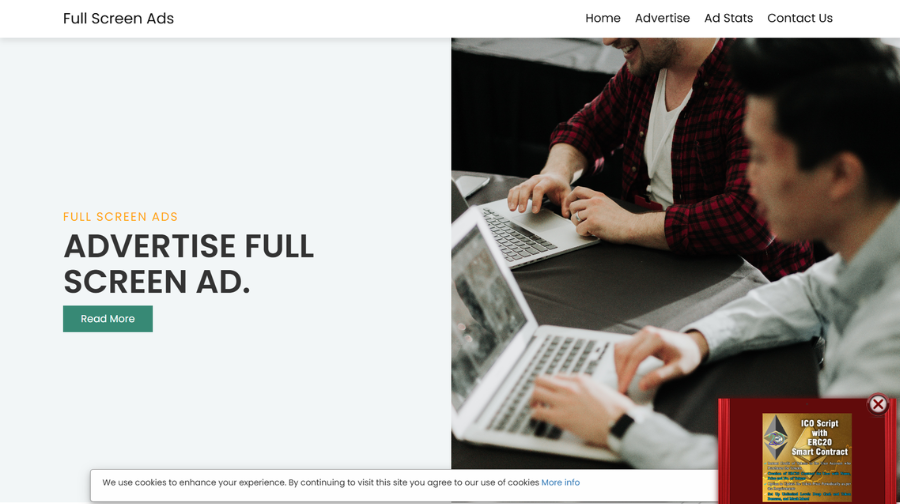 Full Screen Ads Script dashboard
