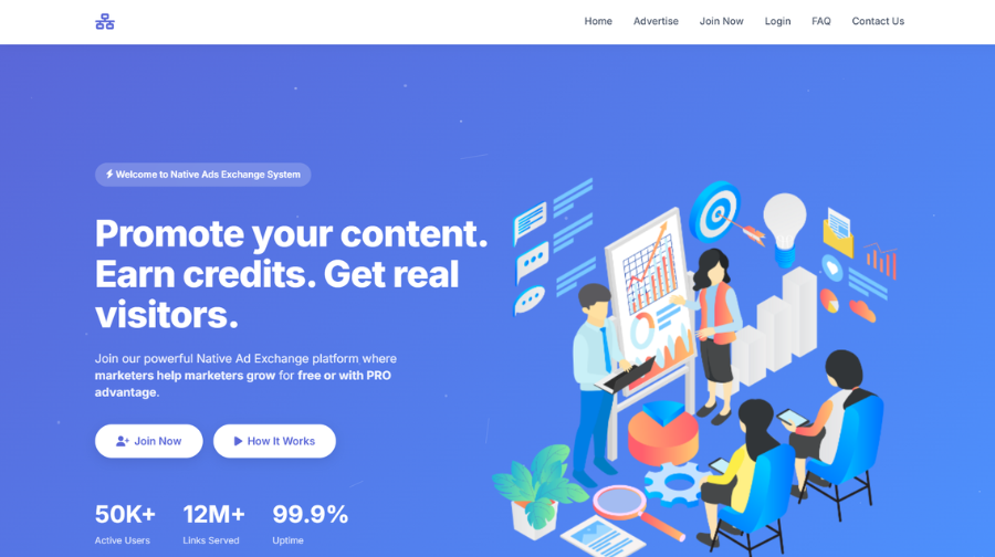 Native Ads Exchange Script dashboard