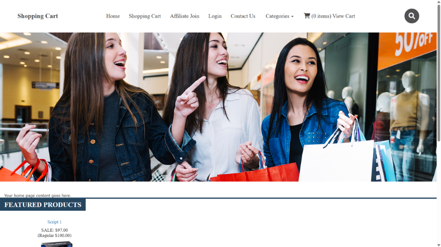 PHP Shopping Cart Script With Affiliate Program dashboard