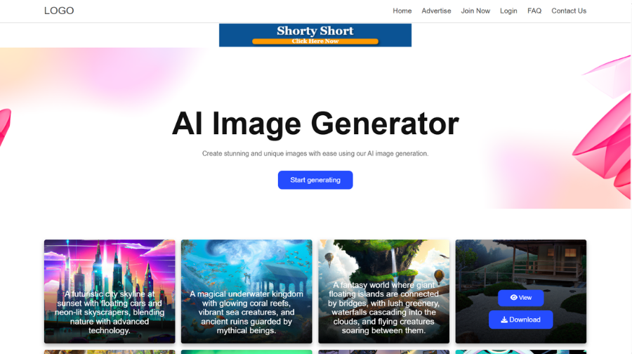 Ultimate AI Image Generator SAAS dashboard