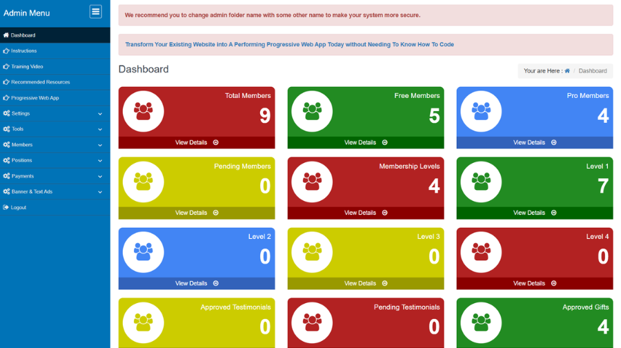 Ultimate Matrix Member To Member Script admin dashboard