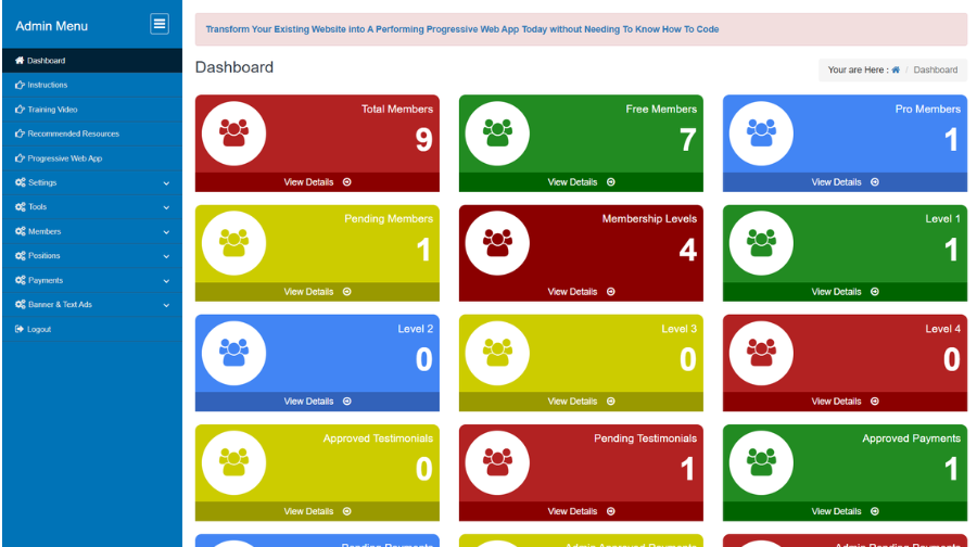 Ultimate Matrix Member To Member Script V2 admin dashboard