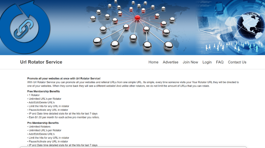 Url Rotator Script dashboard