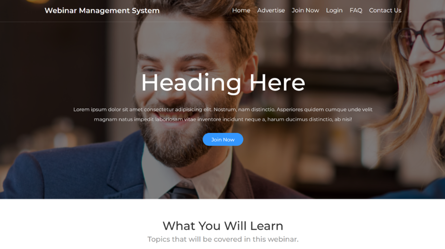 Webinar Management System dashboard